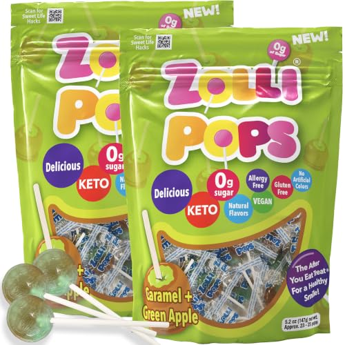 Zollipops Clean Teeth Pops, Sugar-Free, Caramel-Green Apple, 5.2 oz
