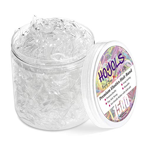 HOYOLS Clear Hair Ties, 1500 Pcs Small Elastic Rubber Bands