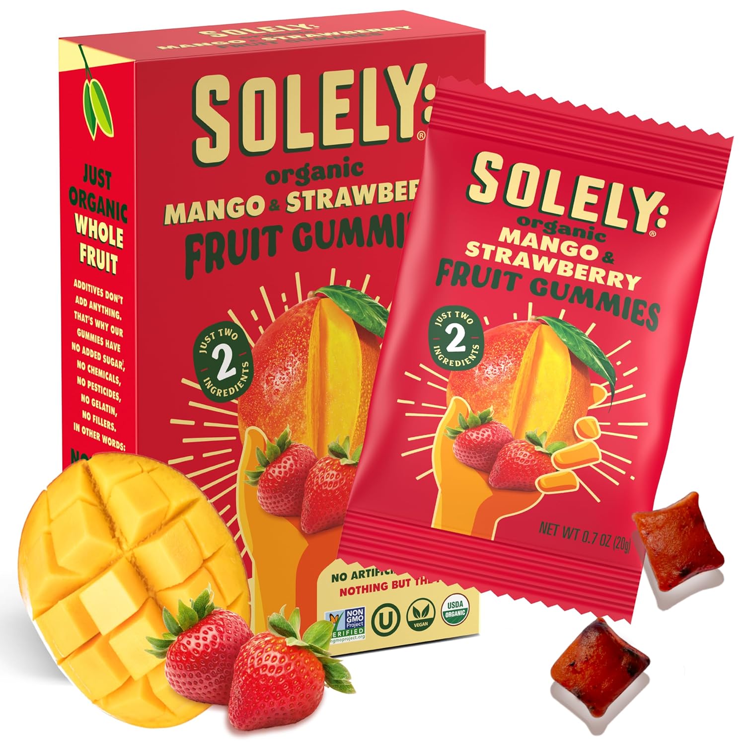 SOLELY Organic Mango & Strawberry Whole Fruit Gummies