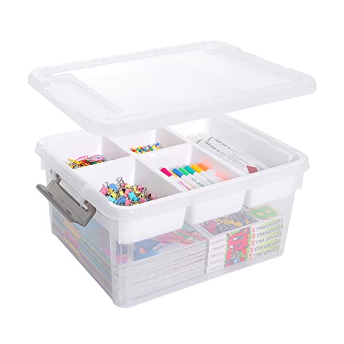 Citylife 17QT Clear Craft Organizers and Storage Box with Removable Tray