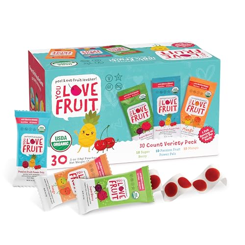 YOU LOVE FRUIT Fruit Snacks Variety Pack 30ct - Passion Fruit, Berry, Mango