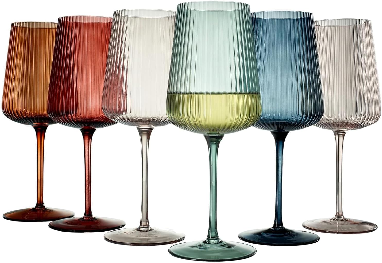 Green Ribbed Plastic Wineglasses