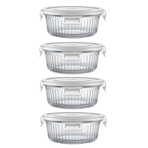 H.JSS WDJS 1.5 cup Round Glass Food Storage Containers with Lids, 12oz Small Glass Meal Prep Containers set, Heat-Resistant BPA-Free Round food bowl