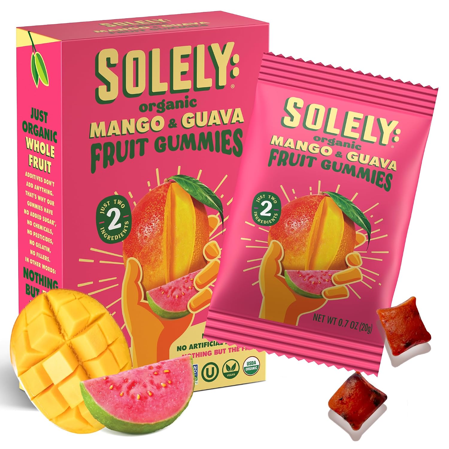 SOLELY Organic Mango & Guava Whole Fruit Gummies