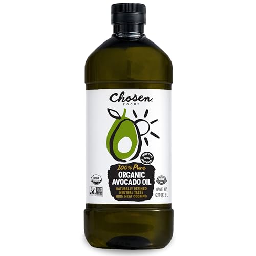 Chosen Foods Organic Avocado Oil, 2 Liter - All Purpose Cooking Oil made with 100% Pure Avocados - Non-GMO, Gluten-Free, Keto Friendly, Glyphosate