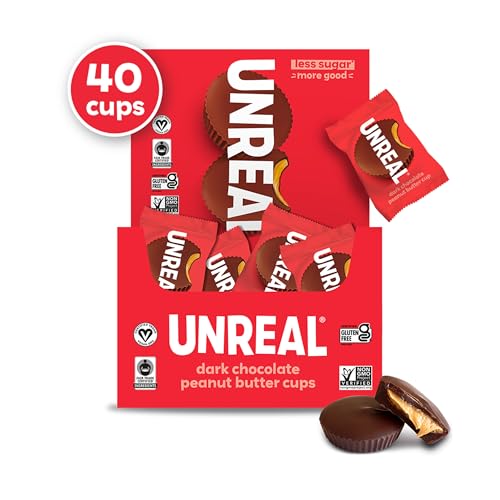 UNREAL Dark Chocolate Peanut Butter Cups, 40 Individually Wrapped Cups