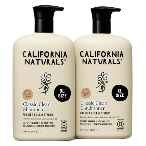 California Naturals Classic Clean Vanilla Bloom Shampoo Conditioner Set, Natural, Vegan, Cruelty, Silicone, Paraben, and Sulfate Free, All Hair