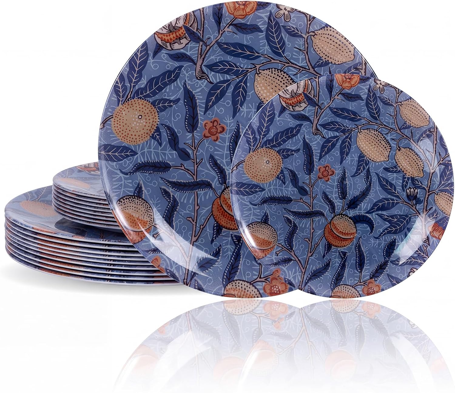 Blue Botanical Plastic Plates