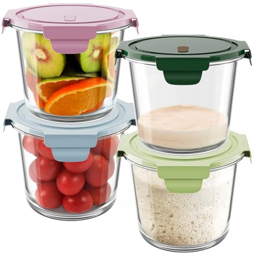 3Cup/23oz Glass Meal Prep Containers with Vented Lids Food Storage, 4 PACK