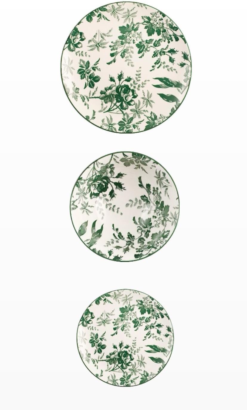 Green floral plastic plates